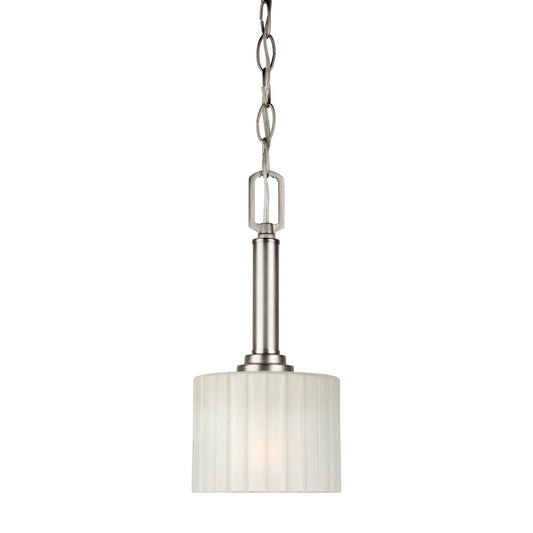 Forte Lighting Dayton 6" Steel Brushed Nickel Mini Pendant With Satin White Glass Shade
