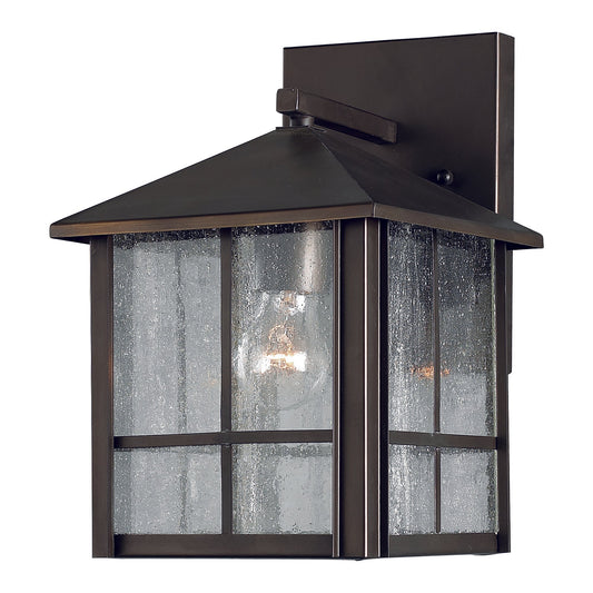 Forte Lighting Devon 7" Brass Royal Bronze Outdoor Wall Light With Clear Seeded Glass Panels Shade