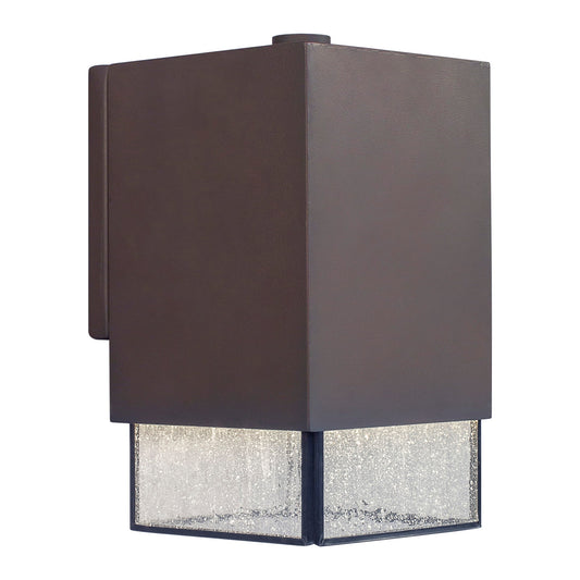 Forte Lighting Dino 5" Steel Antique Bronze Outdoor Dark Sky Square Wall Light With Clear Seeded Glass Shade