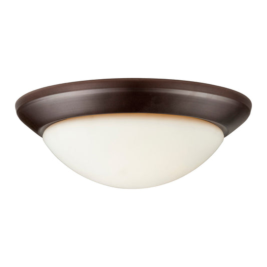 Forte Lighting Domo 14" 2-Light Steel Antique Bronze Flush Mount With Satin Opal Glass Shade