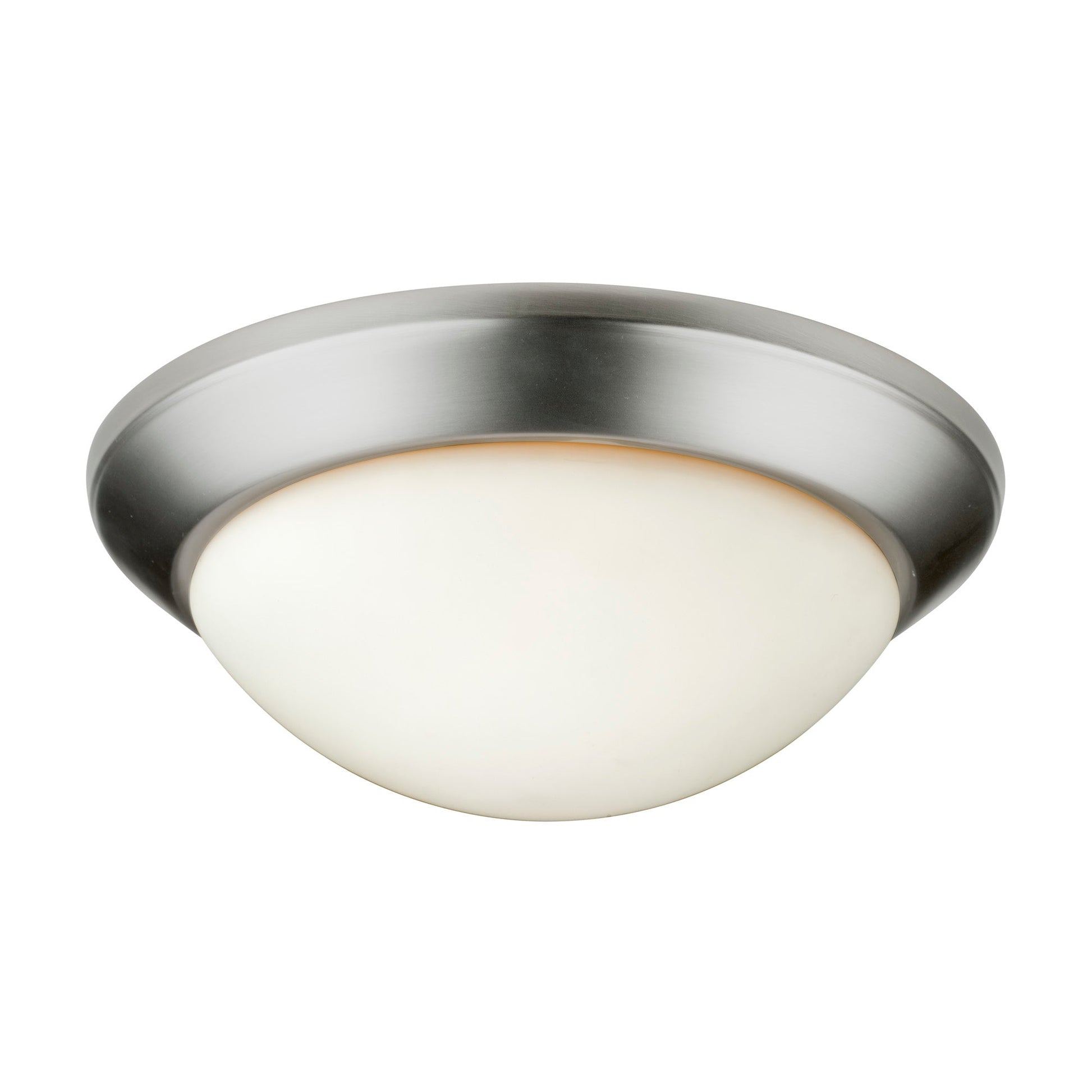 Forte Lighting Domo 14" 2-Light Steel Brushed Nickel Flush Mount With Satin Opal Glass Shade