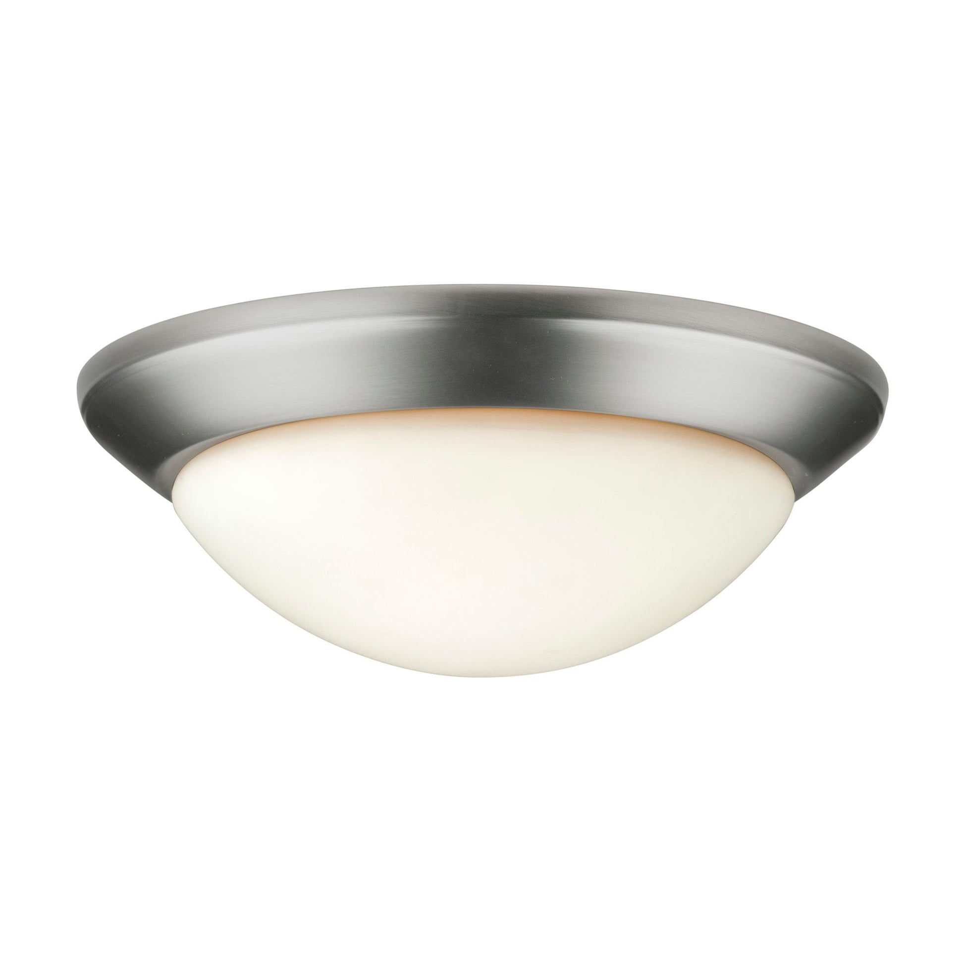 Forte Lighting Domo 14" 2-Light Steel Brushed Nickel Flush Mount With Satin Opal Glass Shade