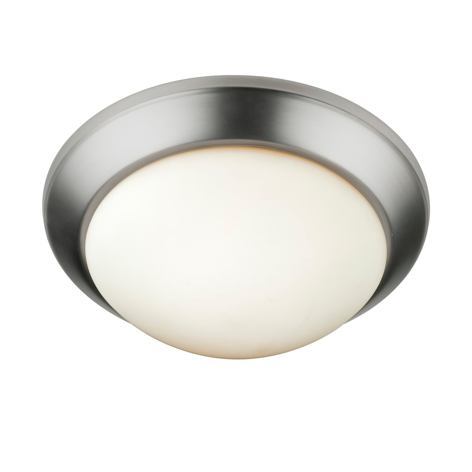 Forte Lighting Domo 14" 2-Light Steel Brushed Nickel Flush Mount With Satin Opal Glass Shade