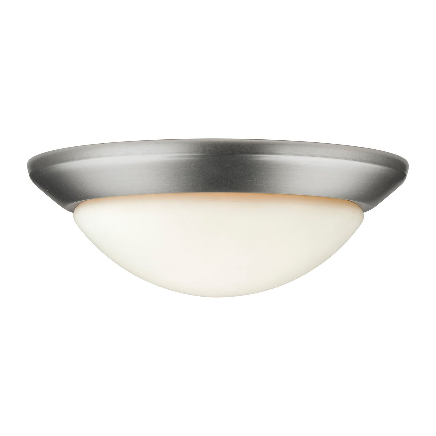 Forte Lighting Domo 14" 2-Light Steel Brushed Nickel Flush Mount With Satin Opal Glass Shade