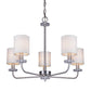 Forte Lighting Drake 27" 5-Light Steel Brushed Nickel Chandelier With Off White Linen Shades