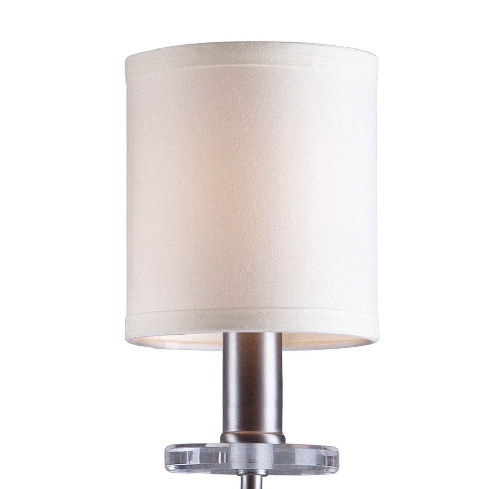 Forte Lighting Drake 27" 5-Light Steel Brushed Nickel Chandelier With Off White Linen Shades