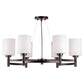 Forte Lighting Earl 30" 6-Light Steel Antique Bronze Chandelier With Satin Opal Glass Shades