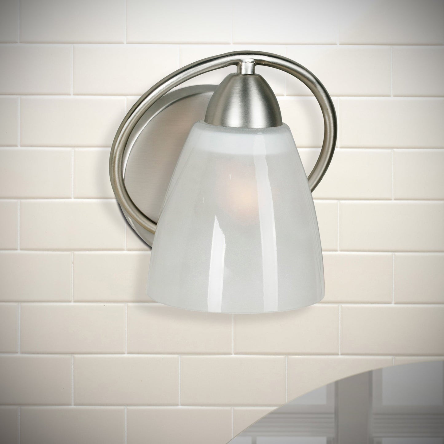 Forte Lighting Elio 7" Steel Brushed Nickel Wall Sconce With Clear Outer & Sandblast Inner Glass Shade