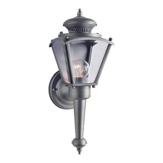Forte Lighting Epi 5" Brass Olde Nickel Outdoor Wall Light With Clear Beveled Glass Panels Shade