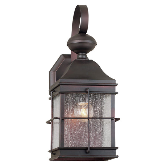 Forte Lighting Essex 6" Steel Antique Bronze Outdoor Wall Light With Clear Seeded Glass Panels Shade