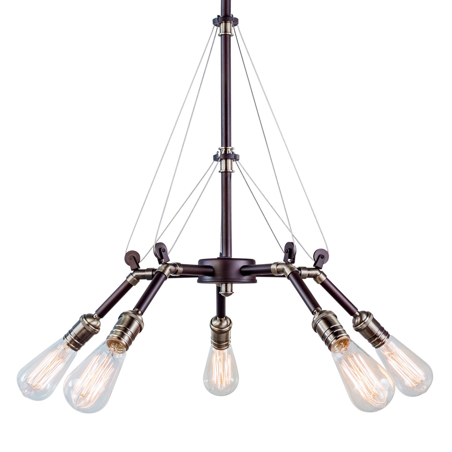 Forte Lighting Essy 26" 5-Light Steel Bare Bulb Chandelier In Antique Bronze Finish