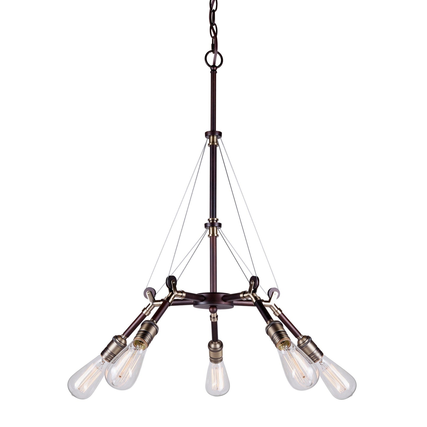 Forte Lighting Essy 26" 5-Light Steel Bare Bulb Chandelier In Antique Bronze Finish