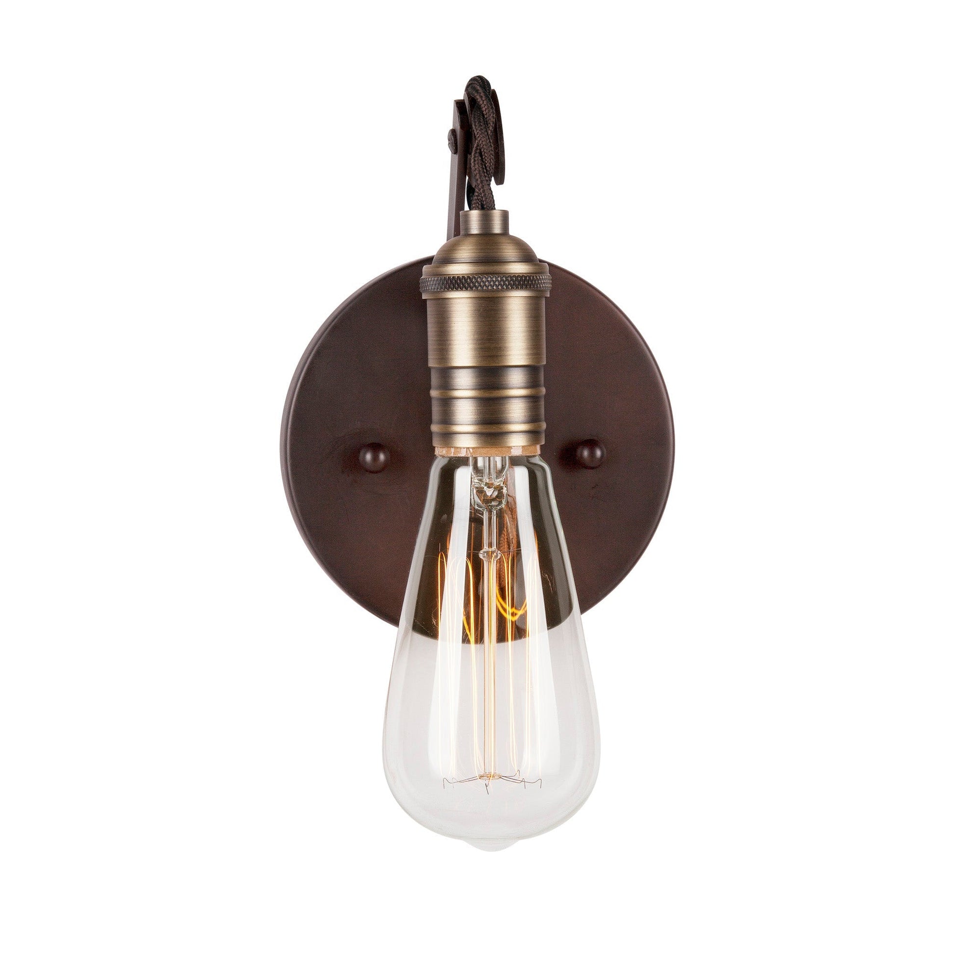 Forte Lighting Essy 5" Steel Bare Bulb Wall Sconce In Antique Bronze Finish