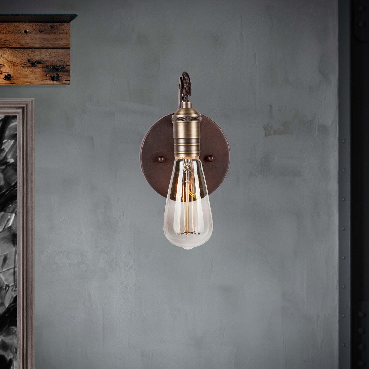 Forte Lighting Essy 5" Steel Bare Bulb Wall Sconce In Antique Bronze Finish