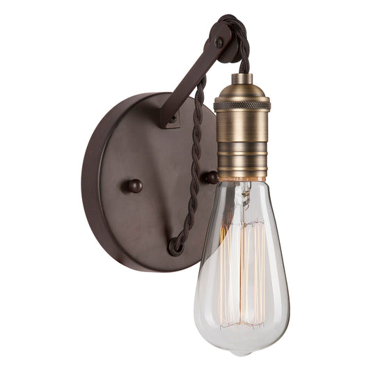 Forte Lighting Essy 5" Steel Bare Bulb Wall Sconce In Antique Bronze Finish