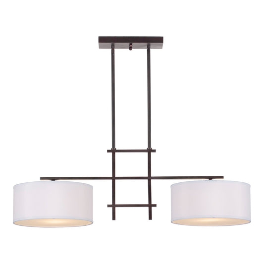 Forte Lighting Eva 36" 2-Light Steel Antique Bronze Pendant With Off White Linen Shades