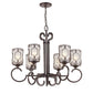 Forte Lighting Ezra 29" 6-Light Steel Antique Bronze Chandelier With White Linen Glass Shades