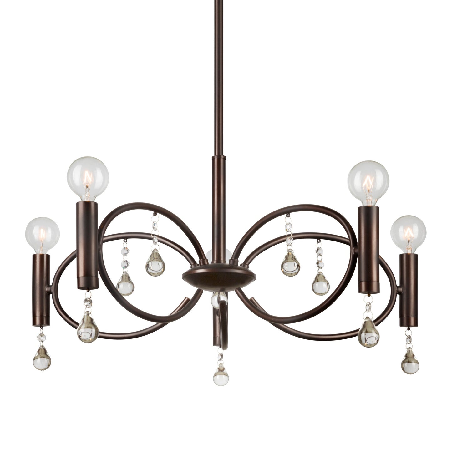 Forte Lighting Falco 22" 5-Light Steel Bare Bulb Chandelier In Antique Bronze Finish