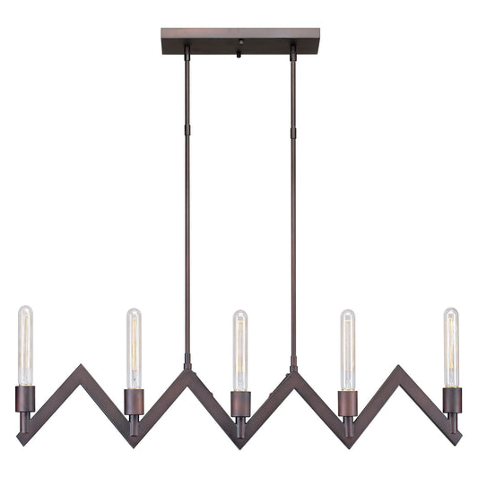 Forte Lighting Farin 36" 5-Light Steel Bare Bulb Pendant In Antique Bronze Finish