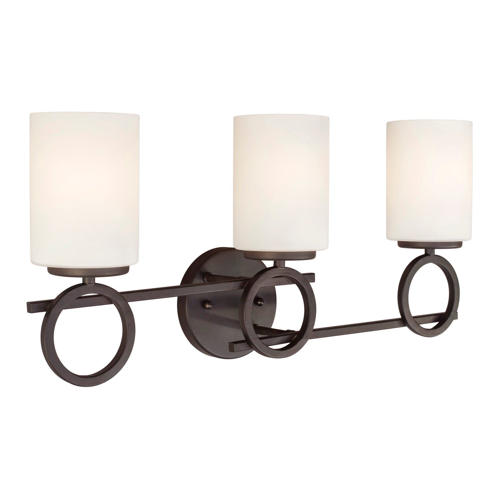 Forte Lighting Farley 23" 3-Light Steel Antique Bronze Bath Bar With Satin Opal Glass Shades