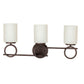 Forte Lighting Farley 23" 3-Light Steel Antique Bronze Bath Bar With Satin Opal Glass Shades