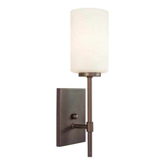 Forte Lighting Faye 5" 1-Light Steel Antique Bronze Wall Sconce With Satin Opal Glass Shade