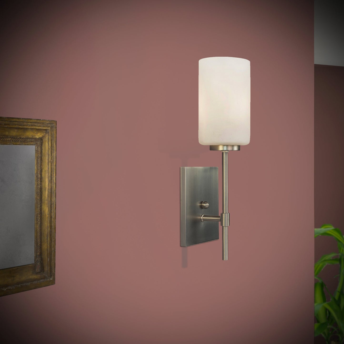 Forte Lighting Faye 5" 1-Light Steel Brushed Nickel Wall Sconce With Satin Opal Glass Shade