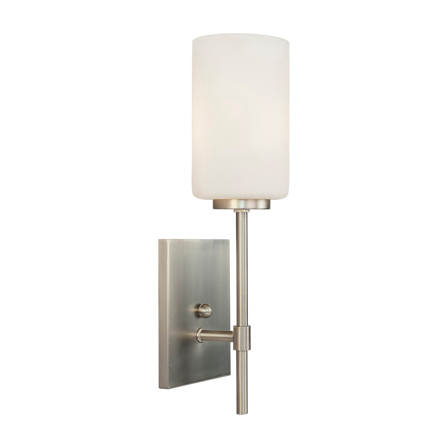 Forte Lighting Faye 5" 1-Light Steel Brushed Nickel Wall Sconce With Satin Opal Glass Shade