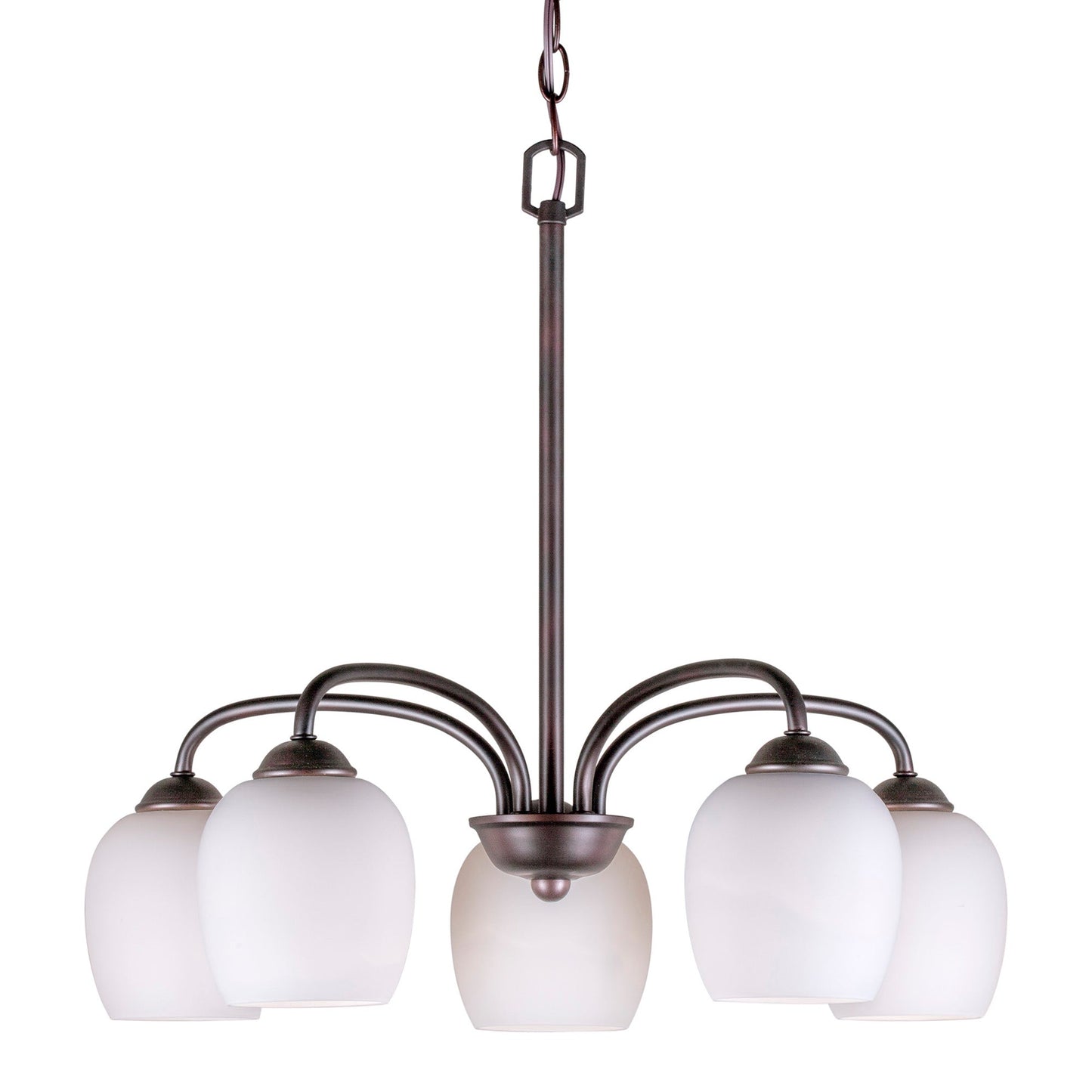 Forte Lighting Felton 23" 5-Light Steel Antique Bronze Chandelier With Satin Opal Glass Shades