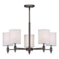 Forte Lighting Flo 25" 5-Light Steel Antique Bronze Round Chandelier With Off White Linen Shades