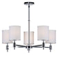 Forte Lighting Flo 25" 5-Light Steel Chrome Round Chandelier With Off White Linen Shades