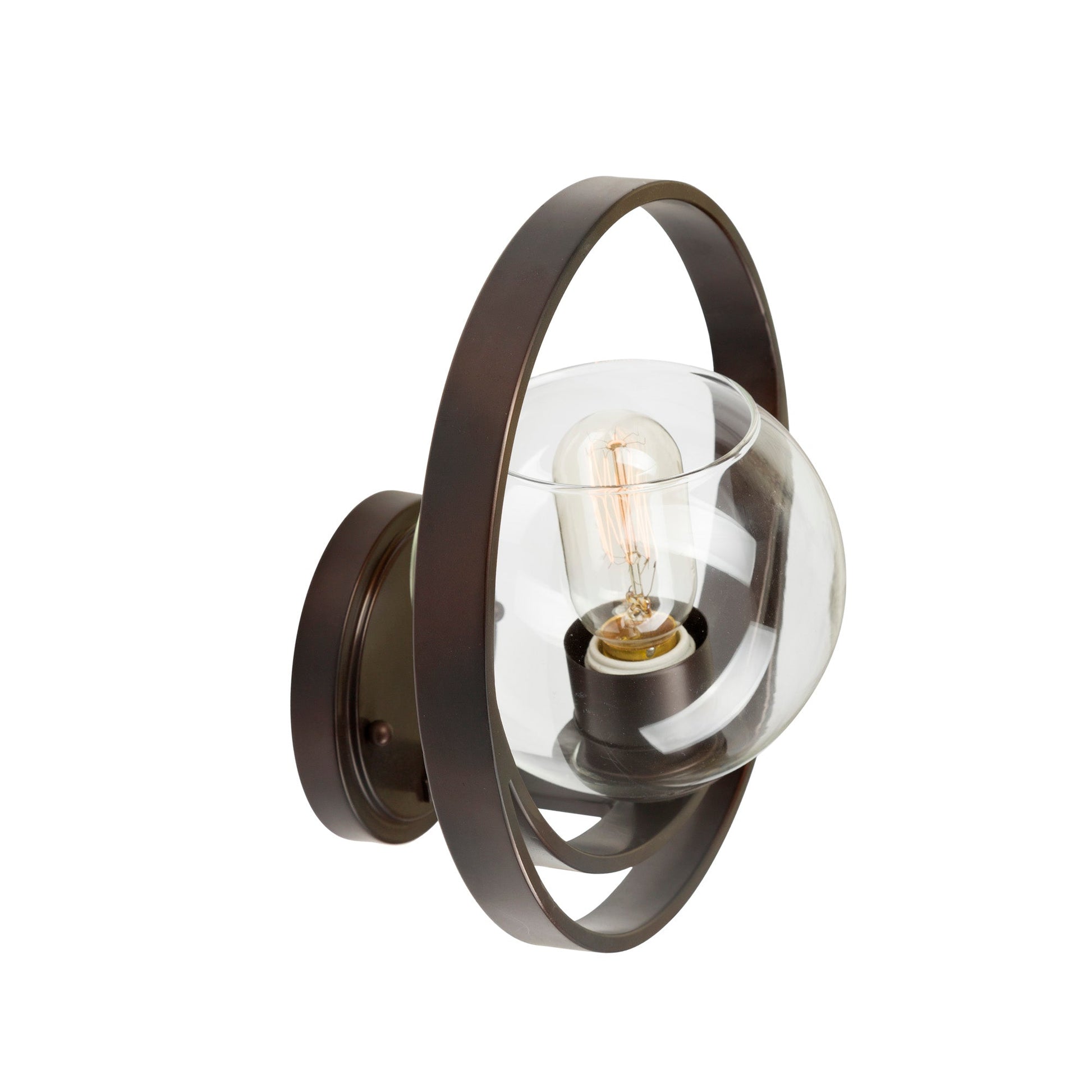 Forte Lighting Frankie 10" 1-Light Steel Antique Bronze Wall Sconce With Clear Globe Glass Shade