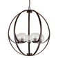 Forte Lighting Frankie 25" 5-Light Steel Antique Bronze Round Chandelier With Clear Globe Glass Shades