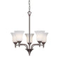 Forte Lighting Gian 20" 5-Light Steel Antique Bronze Chandelier With Satin Opal Glass Shades