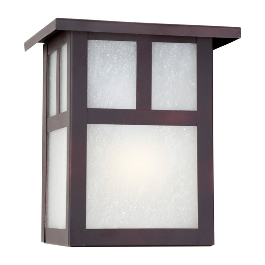 Forte Lighting Glenn 6" Brass Fluorescent Bulb Antique Bronze Outdoor Wall Light With Frosted Seeded Glass Panels Shade