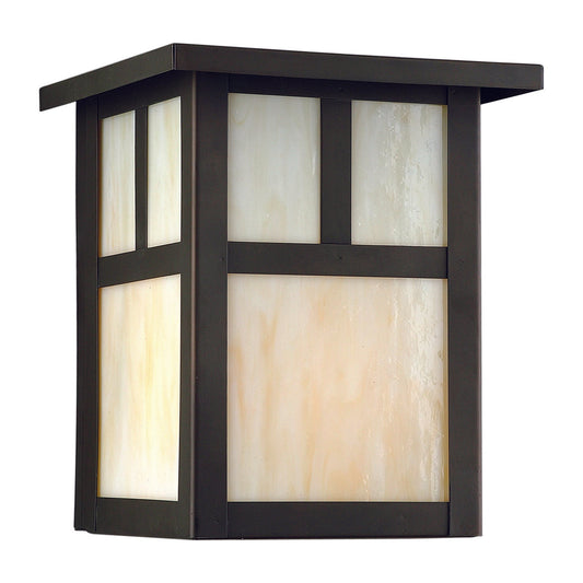 Forte Lighting Glenn 6" Brass Royal Bronze Outdoor Wall Light With Honey Glass Panels Shade