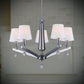 Forte Lighting Grant 26" 5-Light Steel Brushed Nickel Round Chandelier With Off White Linen Shades