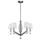 Forte Lighting Grant 26" 5-Light Steel Brushed Nickel Round Chandelier With Off White Linen Shades