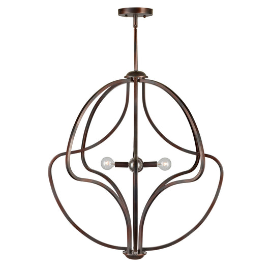 Forte Lighting Gregg 26" 4-Light Steel Bare Bulb Pendant In Antique Bronze Finish