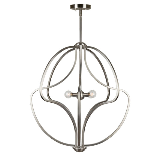 Forte Lighting Gregg 26" 4-Light Steel Bare Bulb Pendant In Brushed Nickel Finish