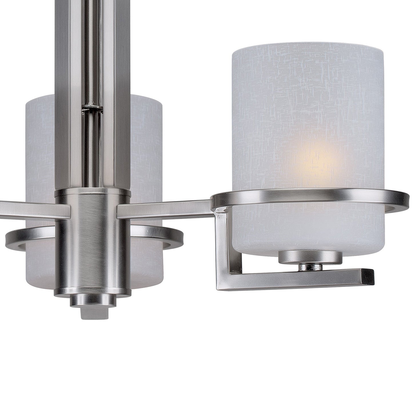 Forte Lighting Halo 21" 3-Light Steel Brushed Nickel Chandelier With White Linen Glass Shades