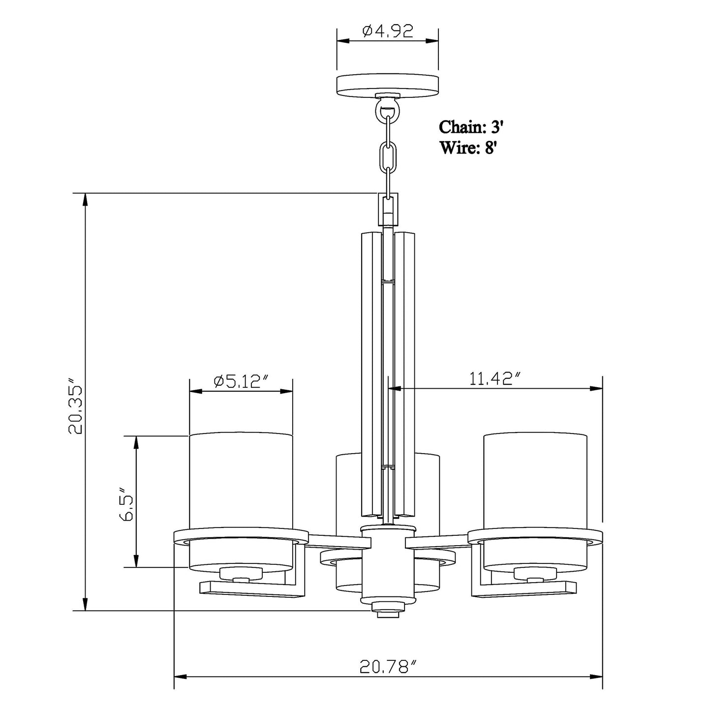 Forte Lighting Halo 21" 3-Light Steel Brushed Nickel Chandelier With White Linen Glass Shades