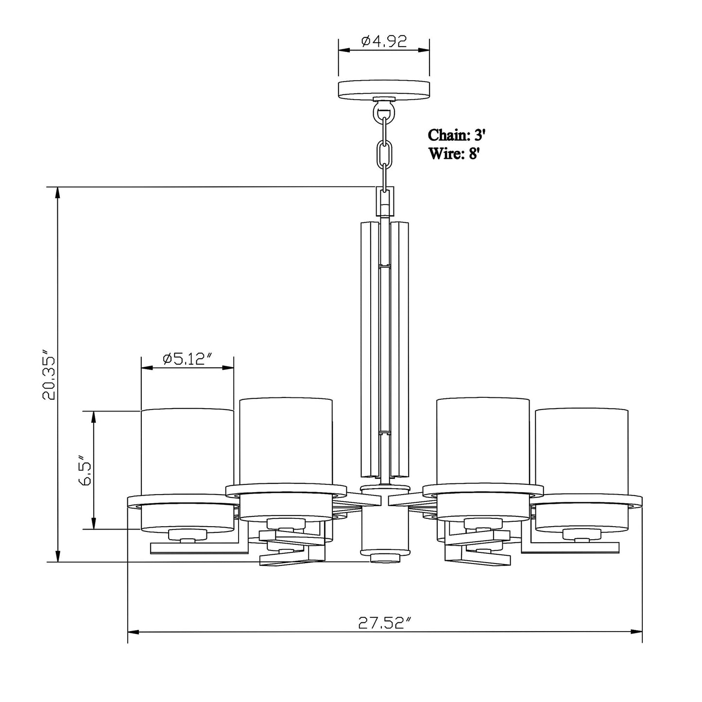 Forte Lighting Halo 28" 6-Light Steel Brushed Nickel Chandelier With White Linen Glass Shades