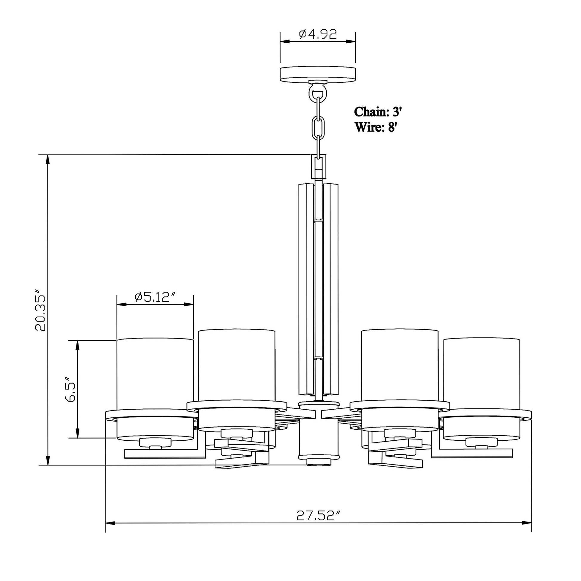 Forte Lighting Halo 28" 6-Light Steel Brushed Nickel Chandelier With White Linen Glass Shades