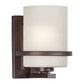 Forte Lighting Halo 7" Steel Antique Bronze Wall Sconce With White Linen Glass Shade