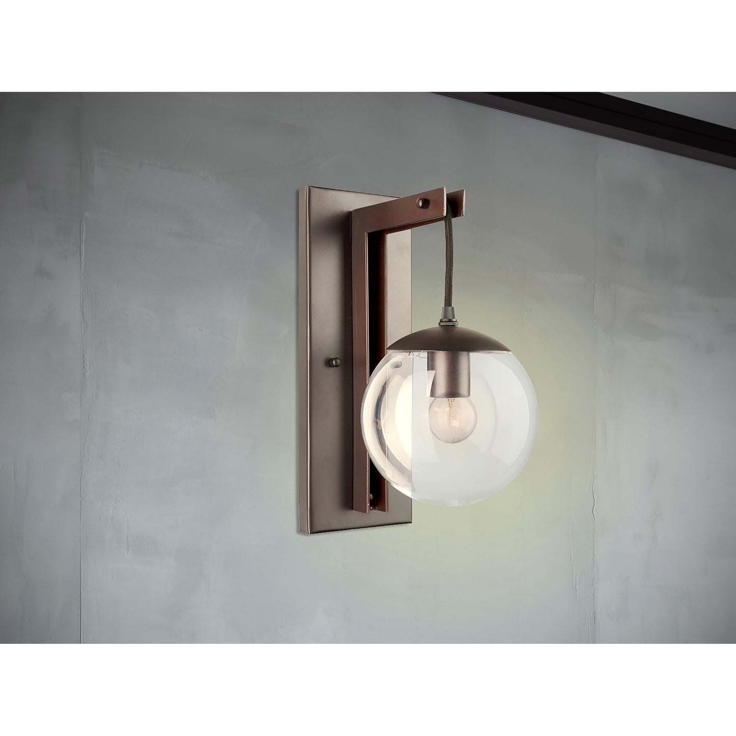 Forte Lighting Hanson 6" 1-Light Steel Antique Bronze Wall Sconce With Clear Globe Glass Shade