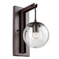 Forte Lighting Hanson 6" 1-Light Steel Antique Bronze Wall Sconce With Clear Globe Glass Shade