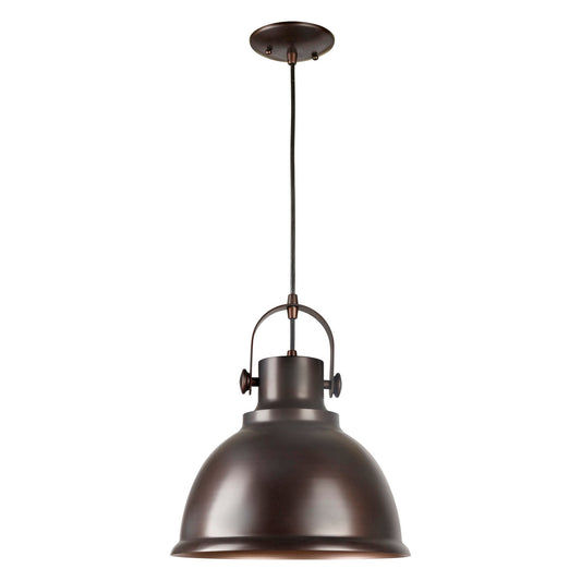 Forte Lighting Harmon 12" Steel Antique Bronze Pendant With Metal Shade