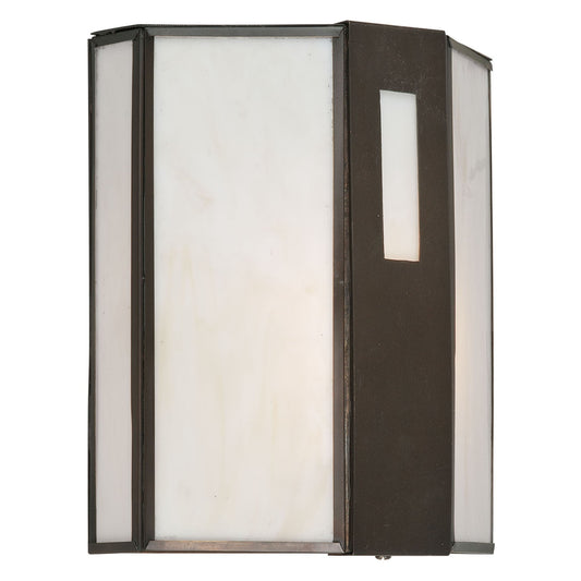 Forte Lighting Haskell 7" Brass Royal Bronze Outdoor Wall Light With Honey Glass Panels Shade