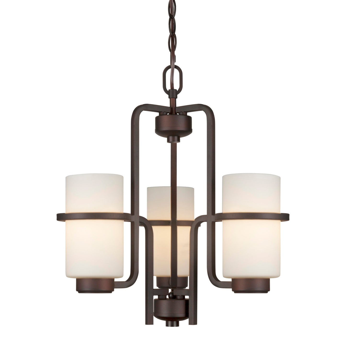 Forte Lighting Hayden 18" 3-Light Steel Antique Bronze Round Chandelier With Satin Opal Glass Shades